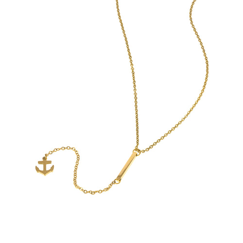 Corbatin barrita lisa ancla largo 45cm colgante 9cm
