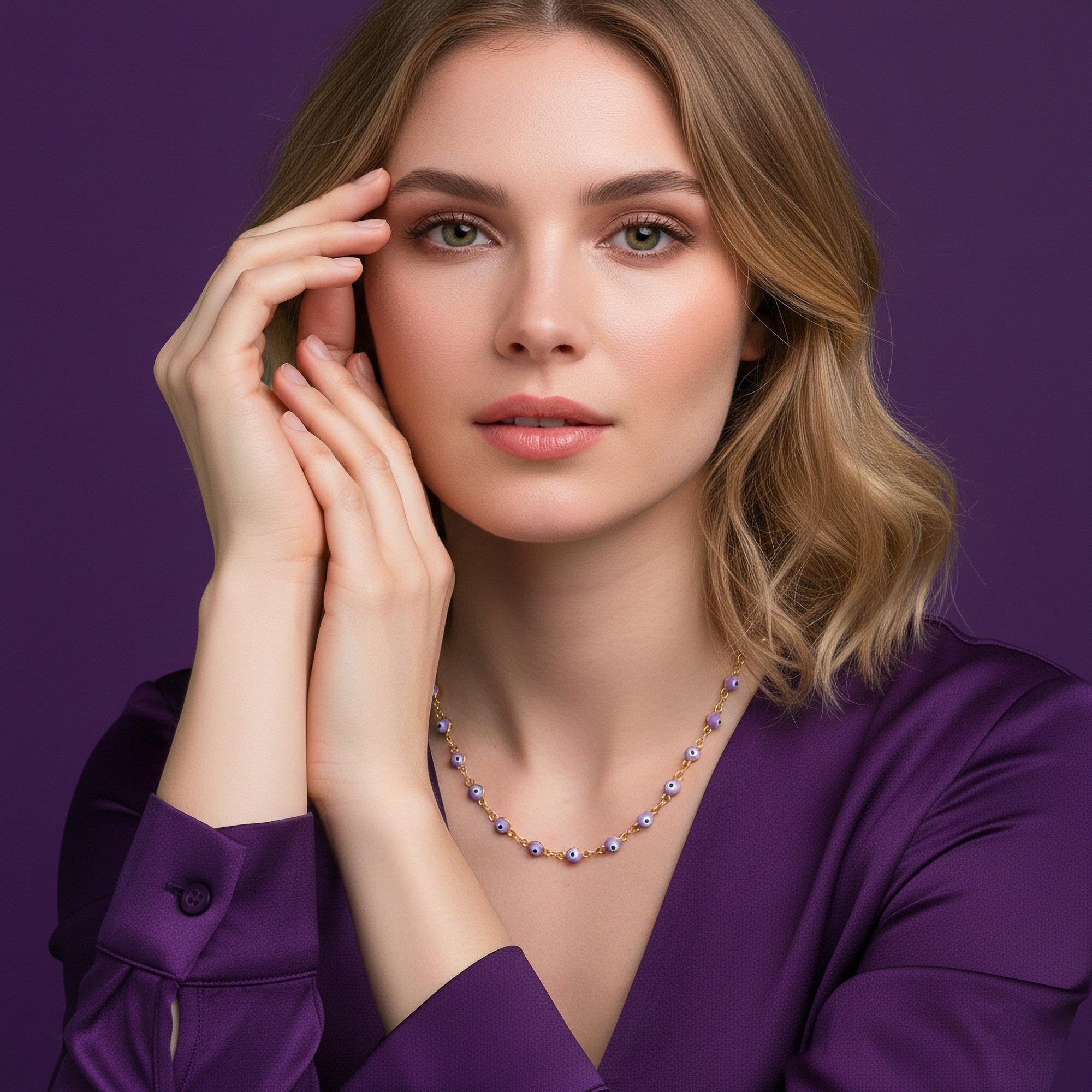 Collar ojo  lila 38cm