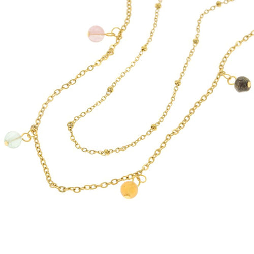 Collar doble con piedras colgantes 40-45cm