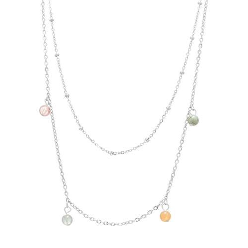 Collar doble con piedras colgantes 40-45cm