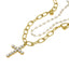 Collar doble cruz colgante perlas 40-45cm