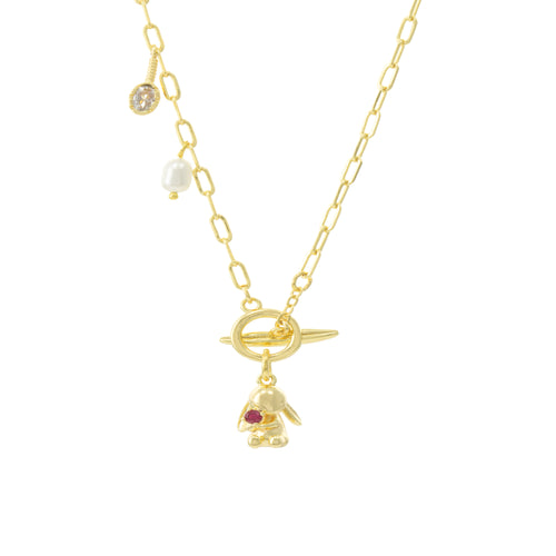 Collar Eslabon Largo con Dije Conejo y Broche T 43CM