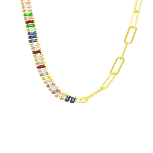 Collar con circonia baguette multicolor 45-50cm