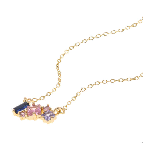 Collar figuras geometricas circonias multicolor 45cm