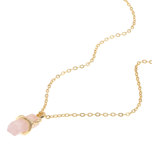 Collar con cuarzo rosa circonias 43cm