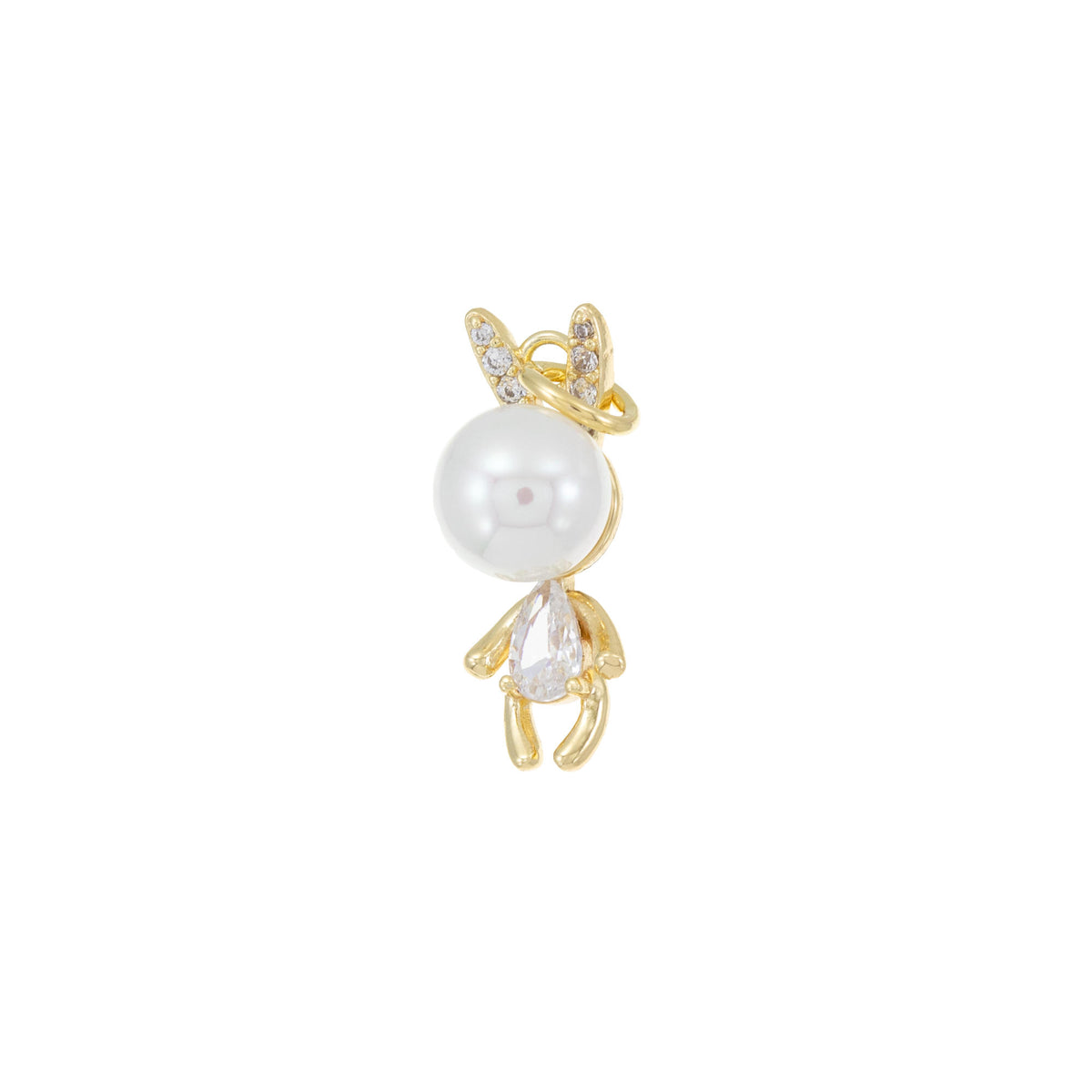 Dije de conejo con circonias y perla 21mm