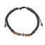 Pulsera de hilo ajustable con Cruz piedra volcanica y ojo de tigre 6mm