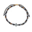 Pulsera de hilo ajustable con Cruz piedra natural acerina y ojo de tigre 8mm