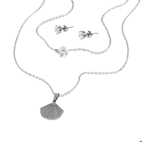 Juego circonias concha de mar 45cm