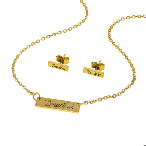 Juego plaquita beatiful grabado 45cm