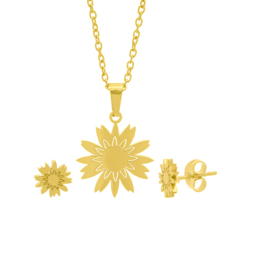 Juego dije flor de picos 18mm 45cm