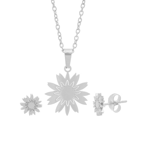 Juego dije flor de picos 18mm 45cm