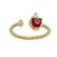 Anillo Ajustable Sagrado Corazon con Circonia Roja 9MM