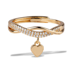 Anillo entrelazado circonias corazon colgante 4mm
