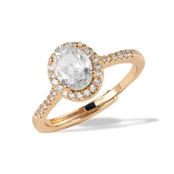 Anillo solitario con circonia ovalada 11mm