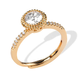Anillo solitario con circonia redonda bisel boleado 9mm
