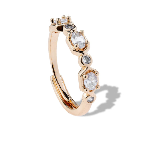 Anillo ajustable de hexagonos circonias ovaladas 4mm