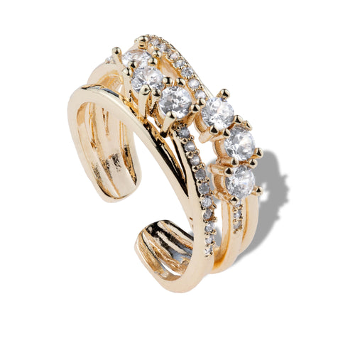 Anillo ajustable de lineas cruzadas circonias 8mm