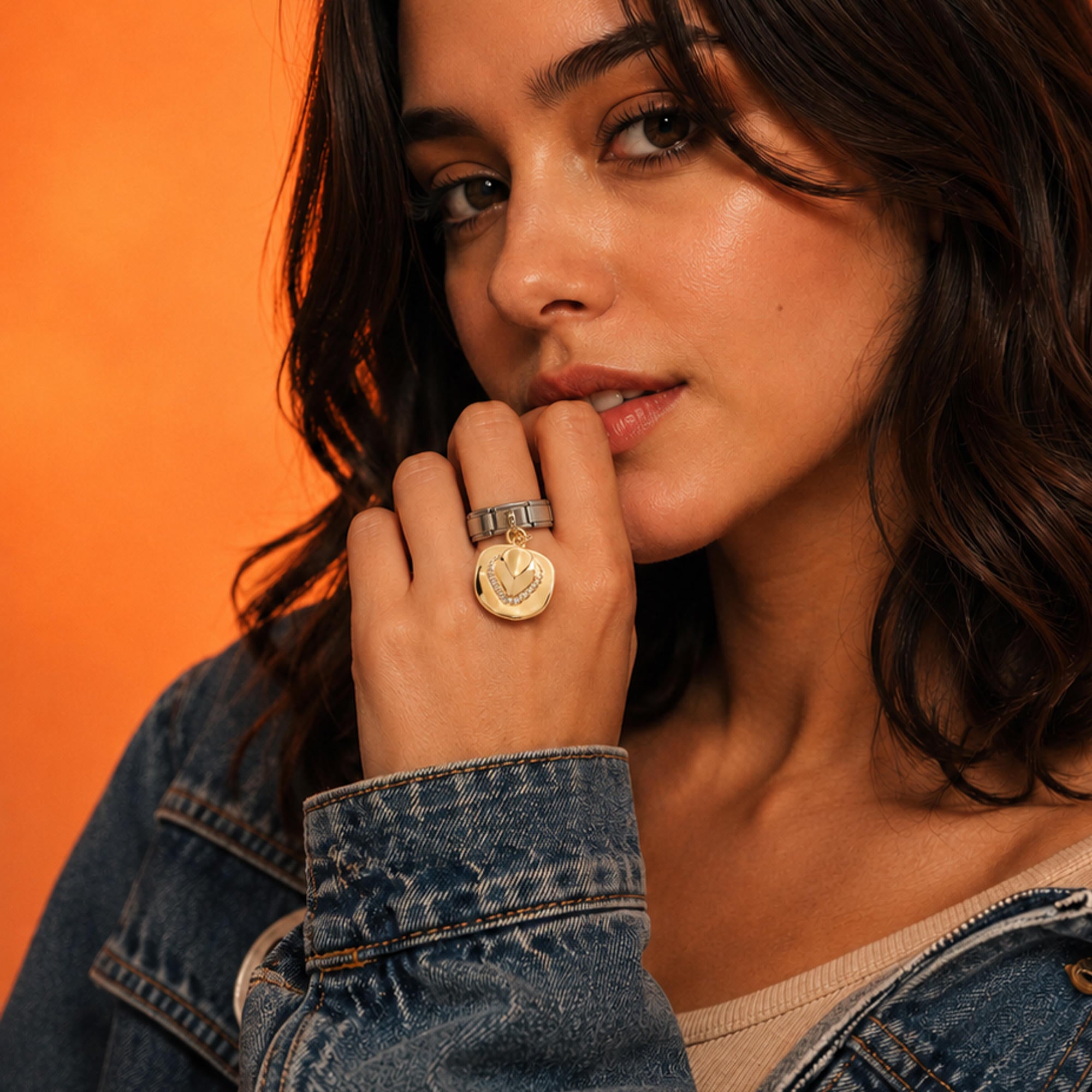 Anillo ajustable eslabon italiano sombrero vaquero circonias 9mm