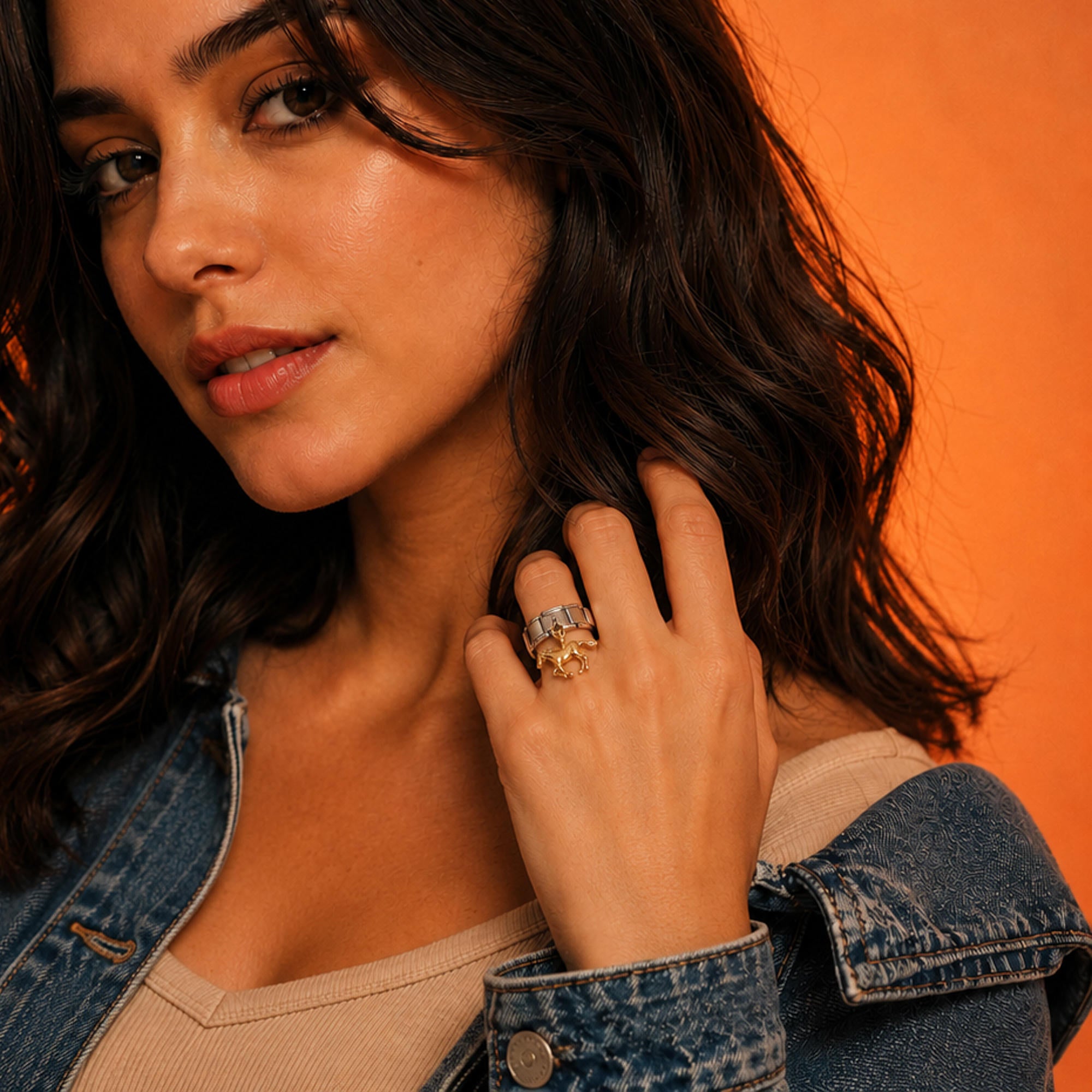 Anillo ajustable eslabon italiano caballo 9mm
