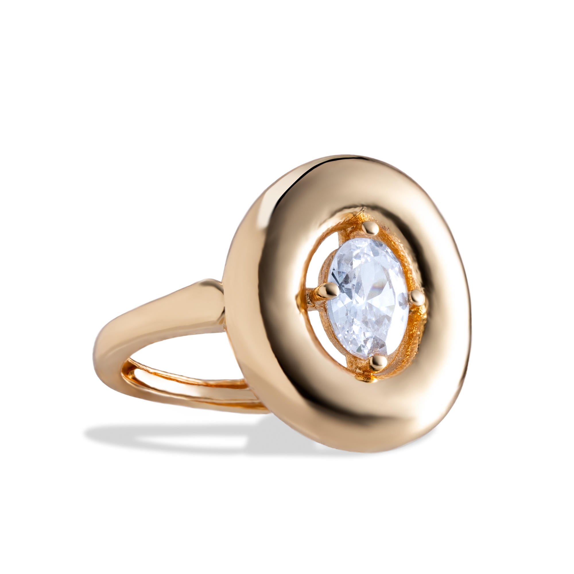 Anillo ajustable ovalado circonia oval central 17mm
