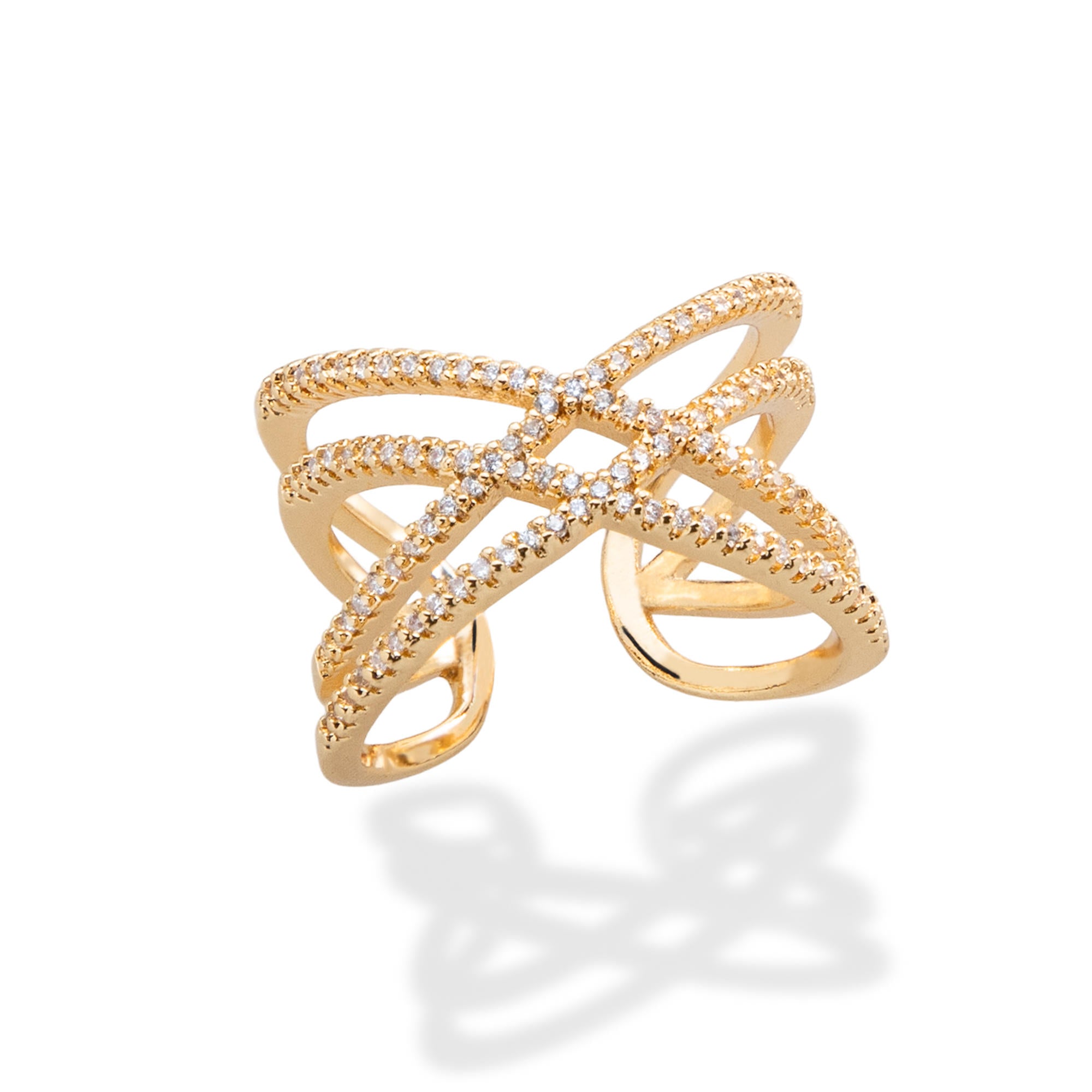 Anillo ajustable lineas con circonias 18mm