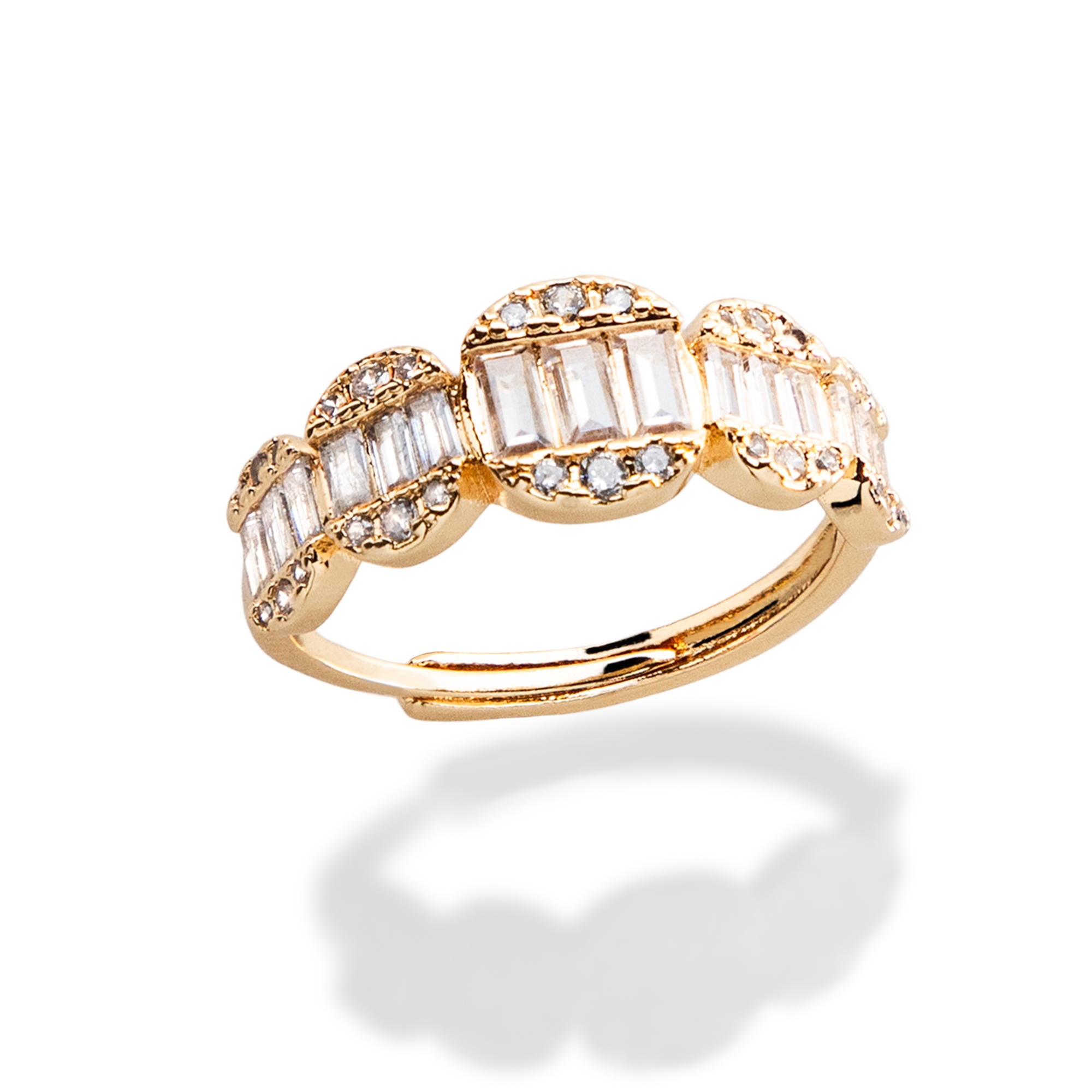 Anillo ajustable circulos circonia baguete 8mm