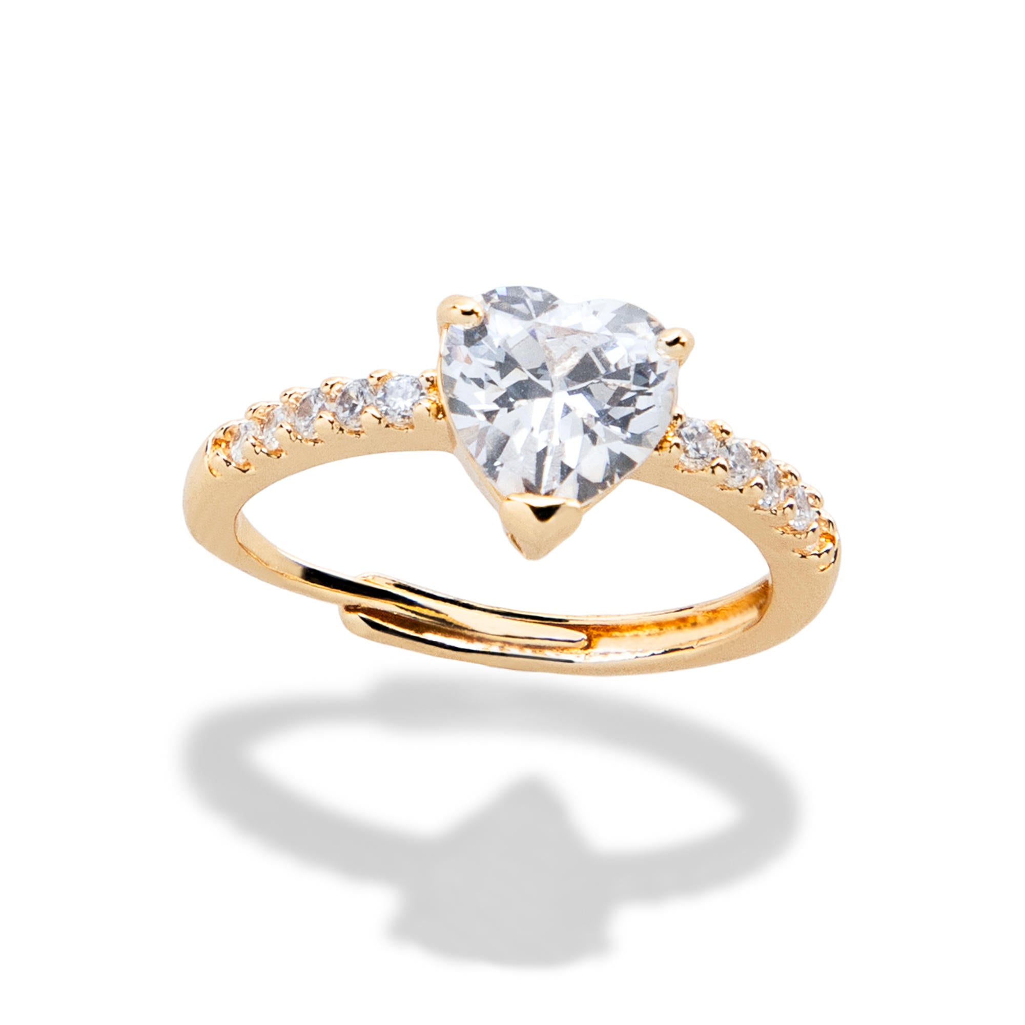 Anillo ajustable circonia de corazon 10mm