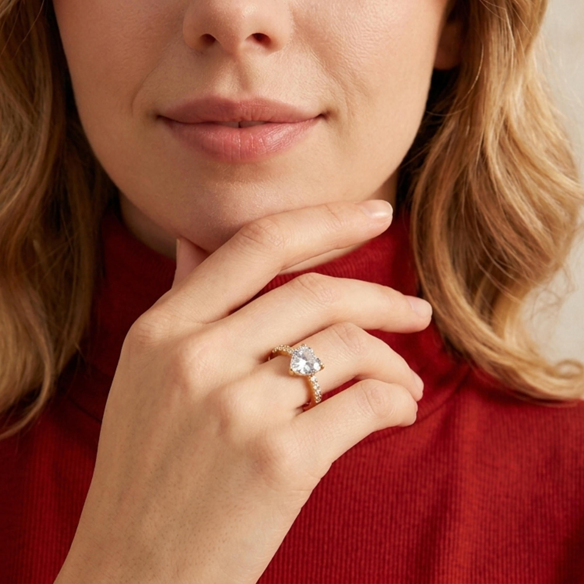 Anillo ajustable circonia de corazon 10mm