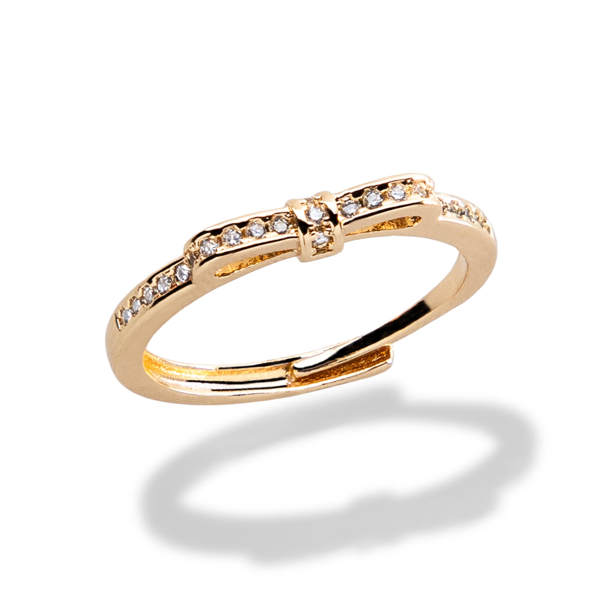 Anillo ajustable moño con circonias 2mm