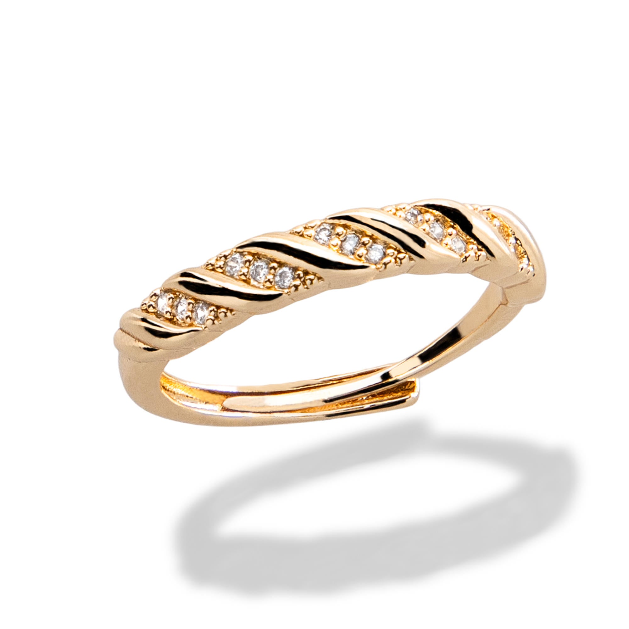 Anillo barritas torcidas con circonias estilo churumbela 4mm