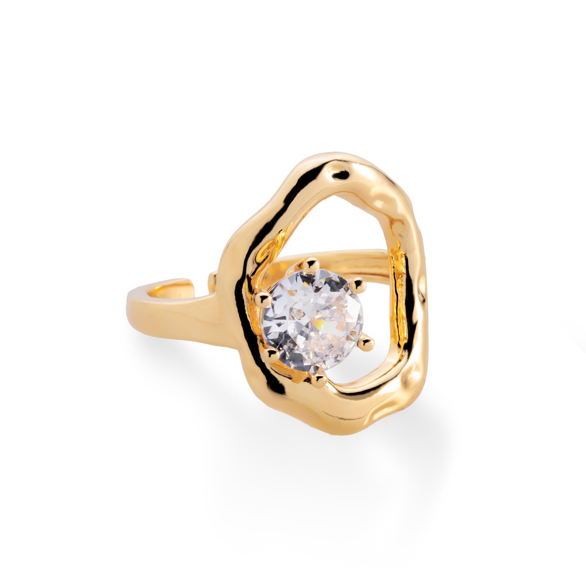 Anillo ajustable asimetrico con circonia 20mm