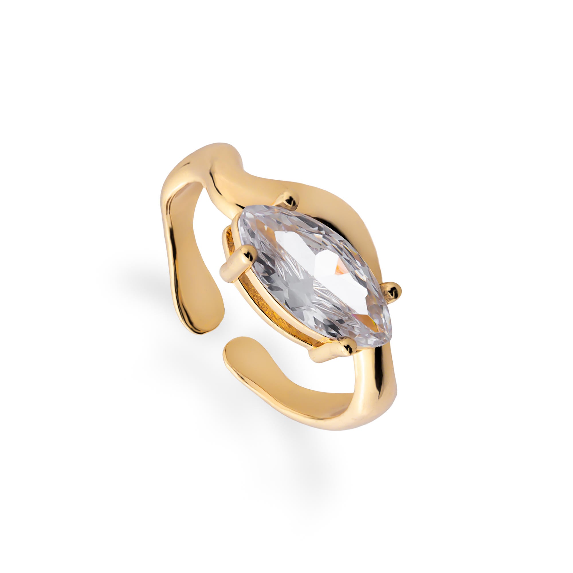 Anillo ajustable con circonia marquise 10mm