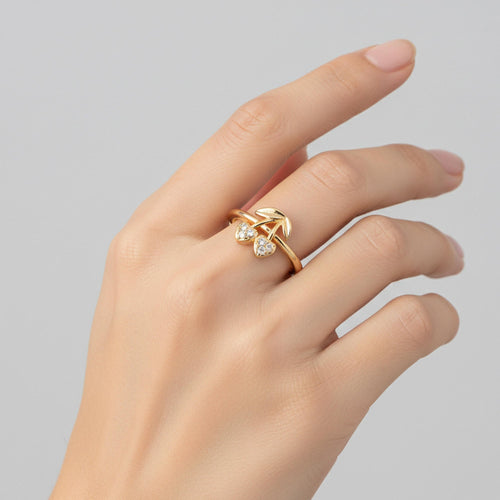 Anillo ajustable de cerezas con circonias 10mm