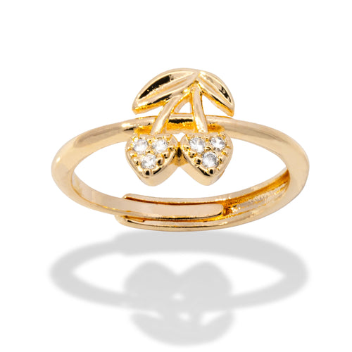Anillo ajustable de cerezas con circonias 10mm