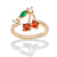 Anillo ajustable cerezas con circonias 14mm