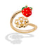 Anillo ajustable flor con circonias y fresa esmaltada 17mm