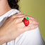 Anillo ajustable tipo chunky de manzana esmaltada 19mm