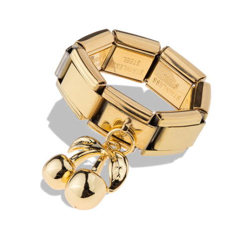 Anillo ajustable eslabon italiano dije de cerezas 9mm