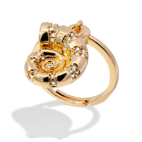 Anillo ajustable colgante de caracol con circonias 16mm
