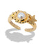 Anillo abierto estrella de mar con perla 10mm