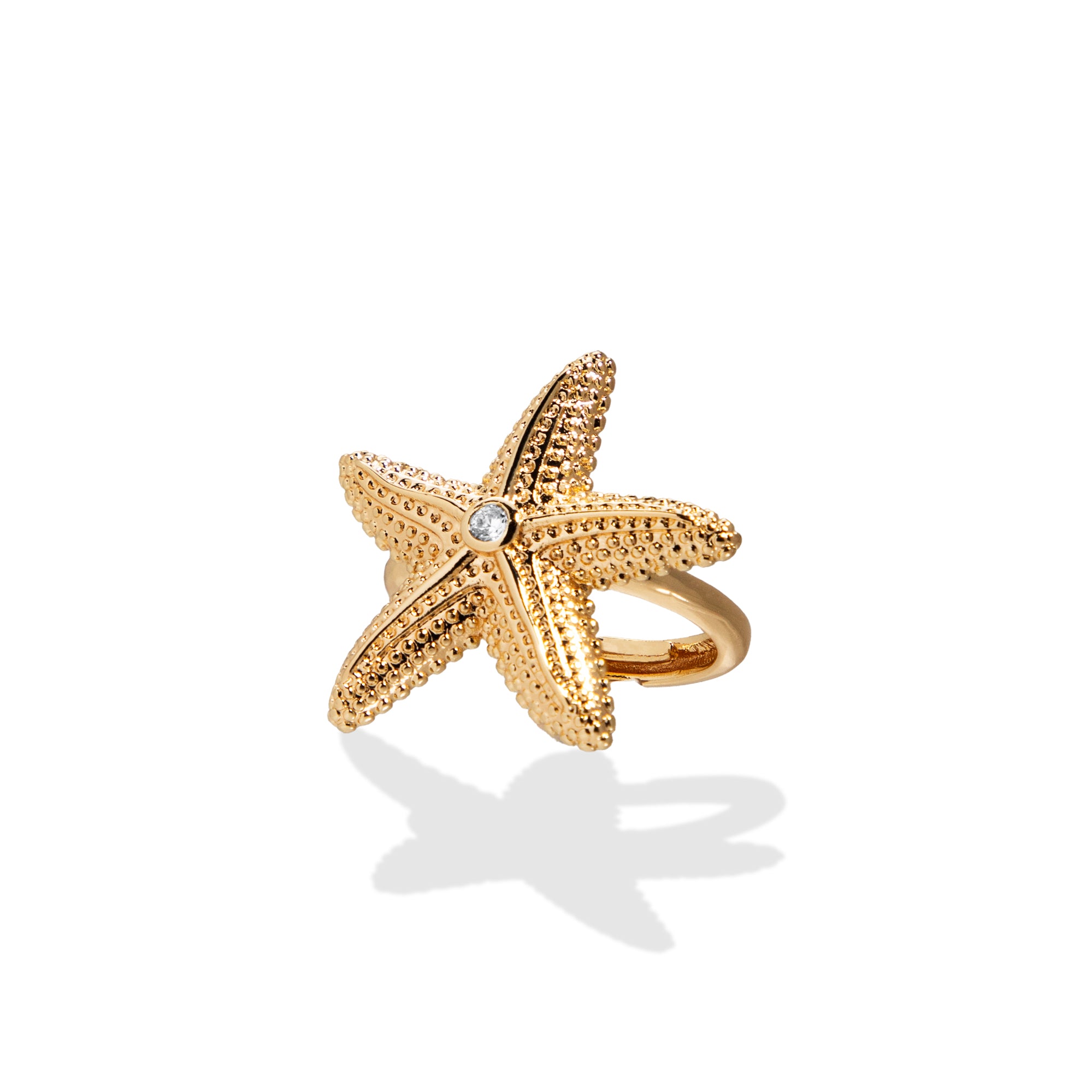 Anillo ajustable estrella de mar con circonia 27mm