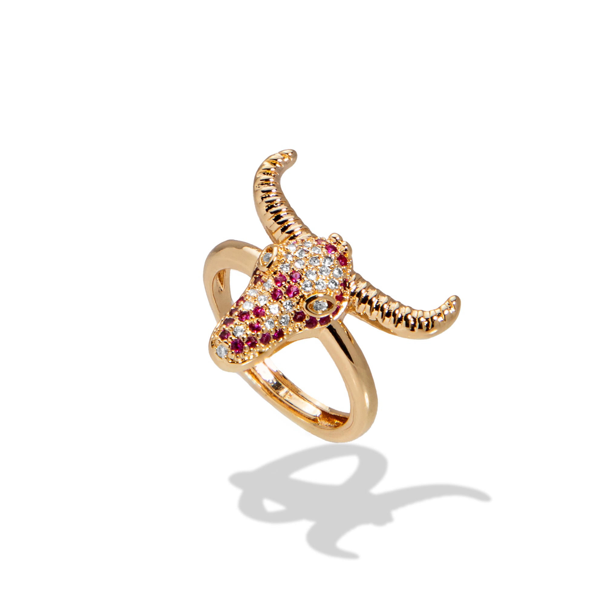 Anillo ajustable cabeza de toro con circonias 20mm