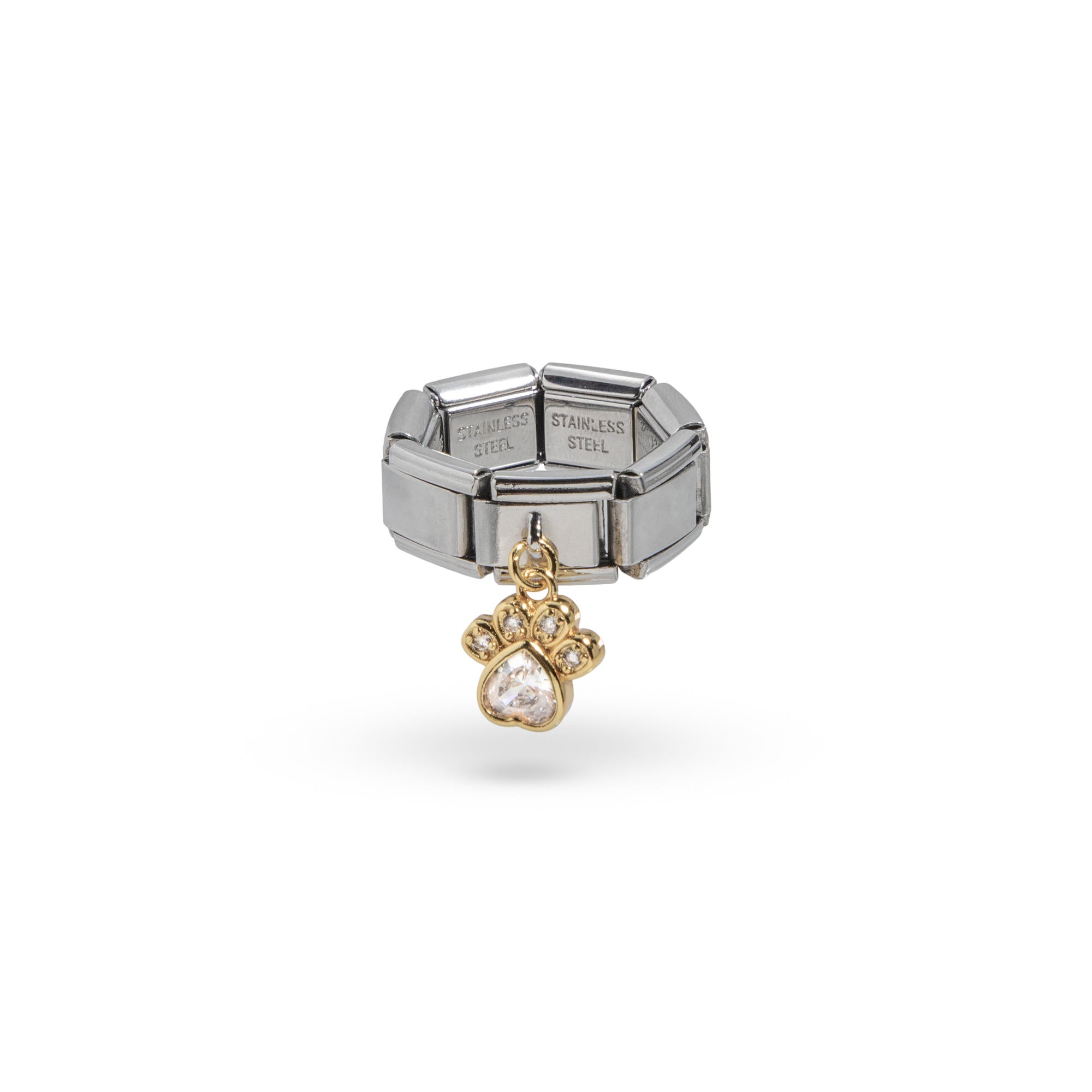 Anillo  ajustable eslabon italiano huella con circonias 9mm