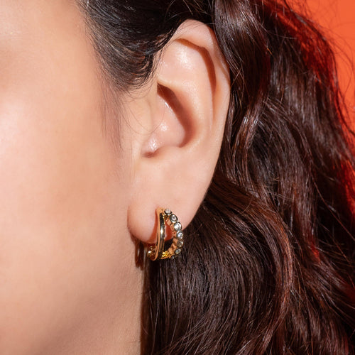 Huggies doble linea con circonias 15mm