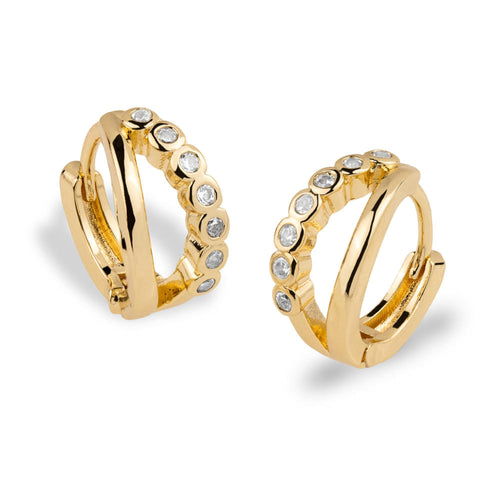 Huggies doble linea con circonias 15mm