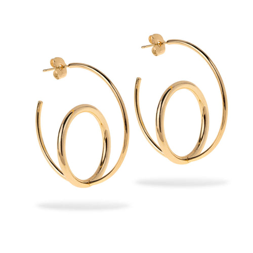 Media arracada tubular lisa con aro entrelazado 45mm