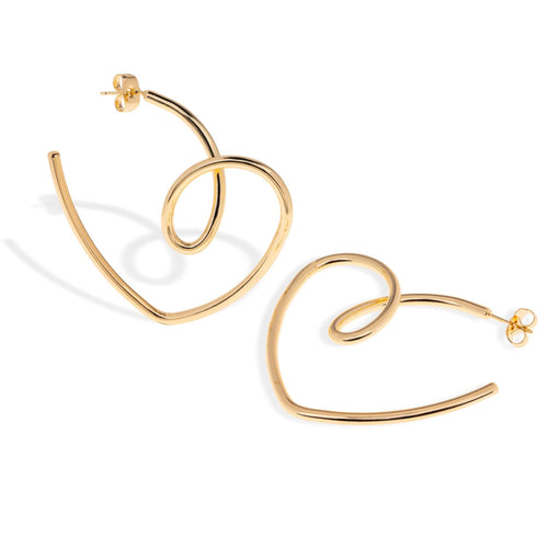 Media arracada silueta irregular de corazon 49mm