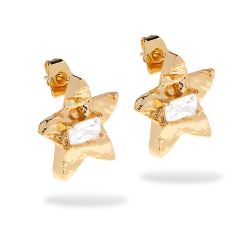 Arete estrella irregular martillada circonia baguette 20mm