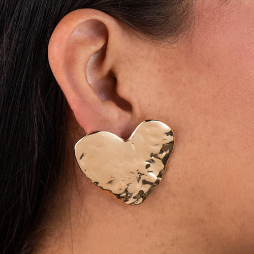 Arete corazon martillado 38mm